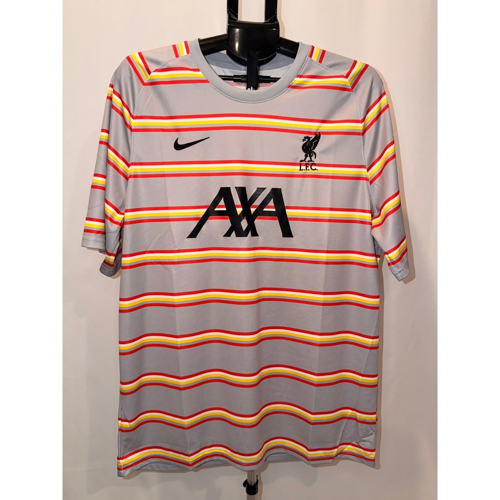 Nike Liverpool FC Pre-Match Jersey Grey Striped Soccer Mens XL